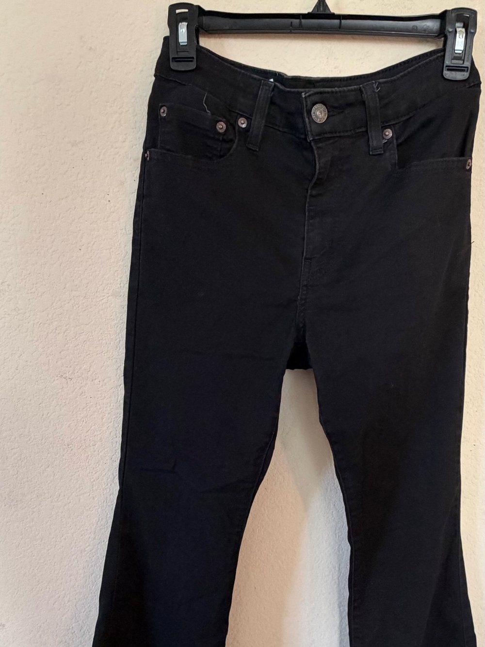 Levi's Black Denim Mid Rise Flare Jeans